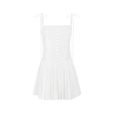 Summer Dress Women Mini A Line Birthday Party Dresses Casual Holiday Vacation White Pleated Dress for Club Outfits