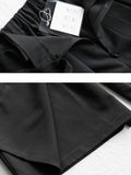 High Elastic Waist Black Pleated Split Wide Leg Trousers New Loose Fit Pants Women Fashion Tide Spring Autumn