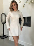 Winter Knitted Sweater Long Sleeve O Neck Warm Slim Mini Dress Fashion Elegant Women Party Ladies Pullover Dresses