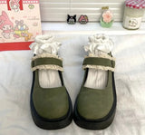 Mary Jane Shoes Girl Green Retro Versatile College Style Small Leather Shoes Thick Sole JK Single Shoes Trend Chunky Heel Pumps