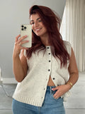 Knitted Vests Top For Women Casual Single-Breasted Knitwear Cardigan Tank Sweater Female Solid Sleeveless Fashion