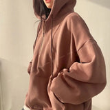 Korean Fashion Hoodie Oversize Women Solid Color Casual Hoodies for Women Essential Hooded Sweatshirts with Zipper Female
