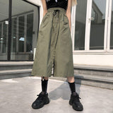 Harajuku Long Skirt Pants Women Elastic Waist Oversized Cargo Pants Woman Summer Streetwear Wide Leg Trousers Female