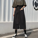 Harajuku Long Skirt Pants Women Elastic Waist Oversized Cargo Pants Woman Summer Streetwear Wide Leg Trousers Female