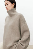 Thickened turtleneck 100% pure cashmere sweater women's loose lazy knit silhouette sweater European products