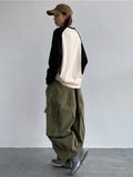 Japanese Streetwear Green Cargo Pants Women Y2K Hippie Kpop Harajuku Oversize Wide Leg Trouser Female Pockets Sweatpants