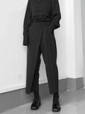 High Elastic Waist Black Brief Pleated Long Trousers New Loose Fit Pants Women Fashion Tide Spring Autumn