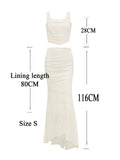 Summer Sleeveless 2 Piece Sets Womens Outfits Elegant Formal Events Wedding Guest Dresses Sexy Cropped Top and Skirt