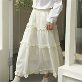 Spring and Autumn Korean Edition Gentle Loose Fit Skirt Women's Big Swing Elastic Waist Half Skirt Fairy Skirt Cake Skirt
