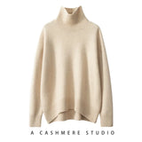 Autumn and Winter New Thick Cashmere Sweater Women High Neck Pullover Sweater Warm Loose Knitted Base Sweater Jacket Tops