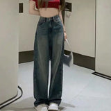 Vintage Wide Leg Cargo Jeans Women Autumn High Waist Bagge Pants Woman Y2K Streetwear Loose Denim Trousers Female