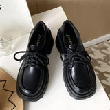 Platform Vintage Shoes Oxford Shoes autumn Vintage Brown Leather Lace Up Women Fashion Loafer Shoes Black Oxford Shoes