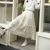Spring and Autumn Korean Edition Gentle Loose Fit Skirt Women's Big Swing Elastic Waist Half Skirt Fairy Skirt Cake Skirt