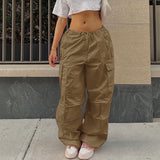 Y2K Clothing Oversized Plus Size Low Waist Parachute Loose Baggy Sweatpants Trousers Women Jogger Cargo Pants Streetwear Outfits