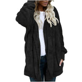 Plus Size Women Winter Warm Coat Jacket Outwear Ladies Cardigan Coat Double Sided Velvet Hooded Coat New Fashion Simple