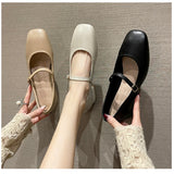 Darianrojas New Women Low Heel Shoes Square Toe Retro Mary Janes Pumps Casual Spring Autumn Lady Weekly Shoes Size 35-40