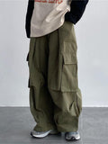 Japanese Streetwear Green Cargo Pants Women Y2K Hippie Kpop Harajuku Oversize Wide Leg Trouser Female Pockets Sweatpants