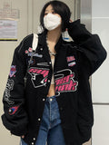 Gothic Punk Embroidery Sweatshirts Women Harajuku Zip Up Oversize Hoodies Black Loose Casual Tops Jacket Vintage Hippie