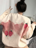 Korean Style Graphic Print Hoodies Women Harajuku Sweet Oversized Sweatshirts Loose Casual Pullover Tops Kawaii Clothes