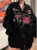 Gothic Punk Embroidery Sweatshirts Women Harajuku Zip Up Oversize Hoodies Black Loose Casual Tops Jacket Vintage Hippie