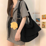 Darianrojas Women Handbag Japanese Ins Simple Style Solid Color Versatile Messenger Bag Sail Cloth Schoolbag Men Korea