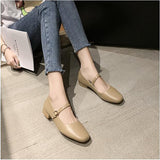 Darianrojas New Women Low Heel Shoes Square Toe Retro Mary Janes Pumps Casual Spring Autumn Lady Weekly Shoes Size 35-40