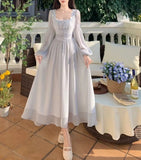 Darianrojas Summer French Elegant Lace Midi Dress Woman Long Slevee Korean Fashion Dress Casual Party Pure Color Vintage Dress Female