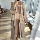 Darianrojas  - holiday outfits Women Autumn Winter Thick Cozy Loose Long Sweater Coat Full Sleeve Knitted Cardigan Jacket Open Stitch Overcoat