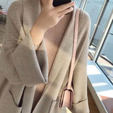 Darianrojas  - holiday outfits Women Autumn Winter Thick Cozy Loose Long Sweater Coat Full Sleeve Knitted Cardigan Jacket Open Stitch Overcoat