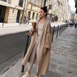 Darianrojas  - holiday outfits Women Autumn Winter Thick Cozy Loose Long Sweater Coat Full Sleeve Knitted Cardigan Jacket Open Stitch Overcoat