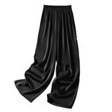 Darianrojas  -  Summer Women's Pants Silk Satin Loose Casual Solid Color Trousers High Waist Elegant Wide Leg Pants for Women