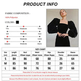 Evening Puff Sleeve Women's Velvet Dress Winter Black Sexy Bodycon Dress Square Collar Formal Dresses Elegant