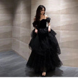 prom dresses Black Evening Dress New Light Luxury Niche High-End off-Shoulder Adult Ceremony Birthday Graduation Princess Dress