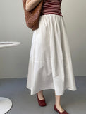 Taochuan four seasons white skirt women's medium-length high waist slim stitching casual A-line hip-covering umbrella skirt 2206