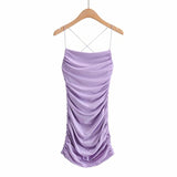 ins sexy hot girl pure desire style big backless skirt pleated tight hip-wrapped spaghetti strap suspender dress short skirt