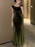 Elegant Velvet Dress Women Sleeveless V-neck Wrap Hip Slim Mermaid Evening Party Prom Vestidos Mujer Solid Fashion Sexy Robe New