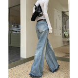 Blue High Waist Women Jeans American Fashion Streetwear Wide Leg Jean Female Trouser Vintage Y2K NEW Straight Baggy Denim Pants