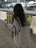 Autumn Winter Plaid Woolen Blazer Office Ladies 2 Piece Set Korean Long Sleeve Suit Coat And High Waist A-line Mini Skirt Outfit