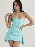 Summer Satin Dress Bodycon Women Party Dress New Arrivals Mini Strapless Dress Sexy Celebrity Birthday Night Dresses