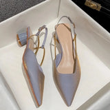 New Summer Fashion Pointed Toe Pure Color Non-slip Buckle Strap Sexy Women Sandal Chunky Heels Banquet Women Shoes G314