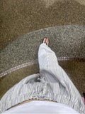 Korean Simple Grunge Vintage Wide Leg Trousers Fashion Striped Drawstring High Waist Pants Women Loose Casual Mujer Pantalones