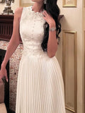 Women New Fashion White Sleeveless Summer Dress Ladies Lace Rose Embroidery Flower Elegant Long Dresses Vestidos