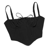 Summer Corset Cropped Top Sexy Black Elegant Lace Up Bodycon Tank Top for Holiday Party Boning Women Camis Top