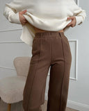 Darianrojas  -  holiday outfits Women's Winter Pants Thick Warm Loose Classic Long Wide Leg Trousers Thermal Brown Beige Wool Long Pants for Women