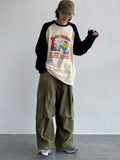 Japanese Streetwear Green Cargo Pants Women Y2K Hippie Kpop Harajuku Oversize Wide Leg Trouser Female Pockets Sweatpants