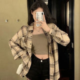 Darianrojas  - holiday outfits Women's Plaid Blouse Long Sleeve Check Shirt Green Pink Tops Female Basic Cheap Women's Korean Fashion Reviews Many Clothes