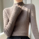 Darianrojas  -  Solid Sweater Women Half Turtleneck Knitted Pullovers Harajuku Korean Thick Knitwear Autumn Winter Fashion Slim Jumpers