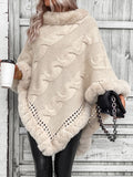 Darianrojas  - holiday outfits Autumn and Winter New Knit Collar Fried Dough Twists Pattern Cardigan Cloak Sweater Women