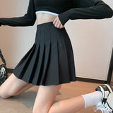 High Waist Pleated Skirt Women Preppy Style Zipper A Line Mini Skirts Woman Solid Color Summer Short Skirts Female