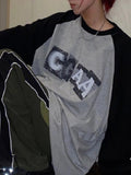 Grunge Y2K Long Sleeve Gray Tshirts Women Harajuku Vintage 90s Graphic T Shirts Female Kpop Streetwear Sweatshirts